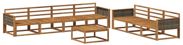 VidaXL Kültéri kanapé szett 8 pcs Természetes Tömör Akácfa
