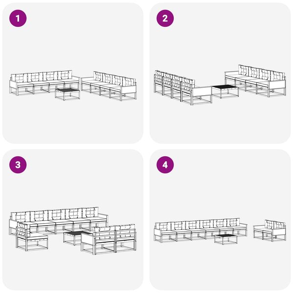 VidaXL Kültéri kanapé szett párnával 9 pcs Természetes és antracit