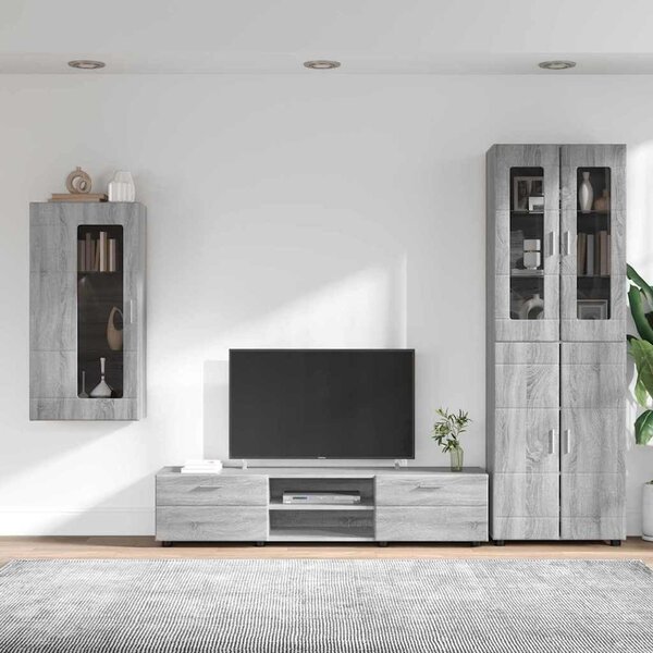 VidaXL TV szekrény garnitúra FLORIN 3 db Szürke Sonoma Szerelt Fa
