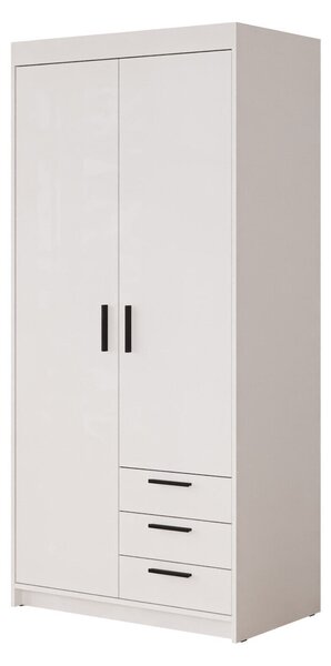 Gardróbszekrény Novduni 112, Laminált forgácslap, 191x90x53cm, Fehér