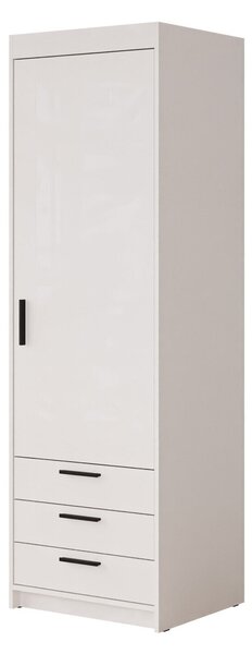 Könyvespolc Novduni 110, Ajtókkal, Zárt, Fiókokkal, Laminált forgácslap, 191x60x53cm, Fehér