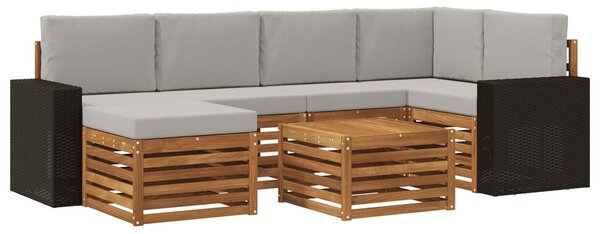 VidaXL Szegmentált kanapé szett 7 pcs Természetes és Világosszürke