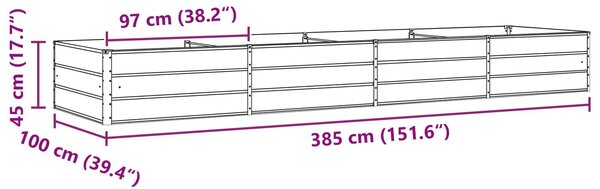VidaXL Növénytartó Antracit 385 x 100 x 45 cm Horganyzott acél