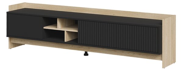 TV-állvány Mavnoli 106, Laminált forgácslap, 51x190x38cm, Cremona tölgy, Fekete