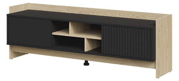 TV-állvány Mavnoli 105, Laminált forgácslap, 51x150x38cm, Cremona tölgy, Fekete