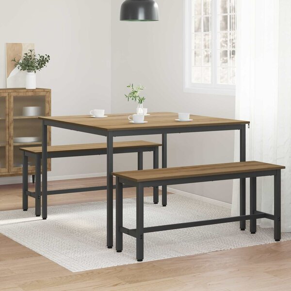 VidaXL Étkezőasztalok 110 x 110 x 75 cm Szerelt Fa Kézműves Tölgy