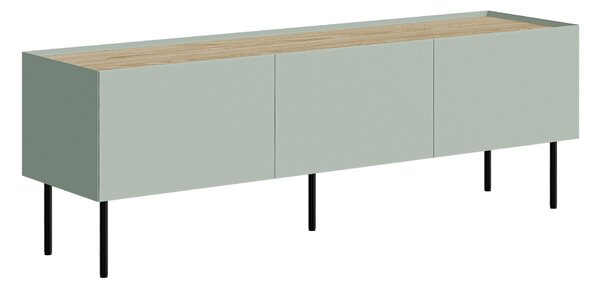 TV-állvány Melbela 106, Közepes sűrűségű farostlemez, Laminált forgácslap, 52x150x40cm, Világos olajfa, Tölgy