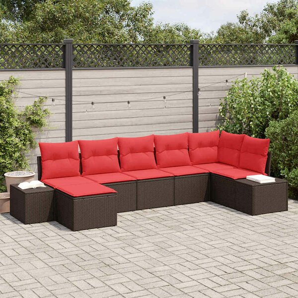 VidaXL Kerti Kanapé Szett párnával 7 pcs Barna polirattan