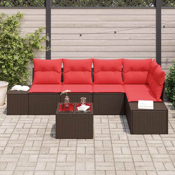 VidaXL Kerti Kanapé Szett párnával 6 pcs Barna polirattan