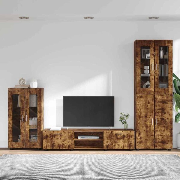 VidaXL TV szekrény garnitúra FLORIN 3 pcs Füstölt tölgy Faanyag