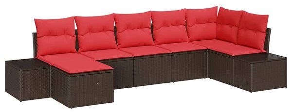 VidaXL Kerti Kanapé Szett párnával 7 pcs Barna polirattan