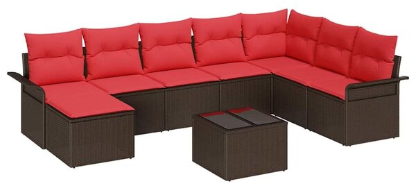 VidaXL Kerti Kanapé Szett párnával 9 pcs Barna polirattan