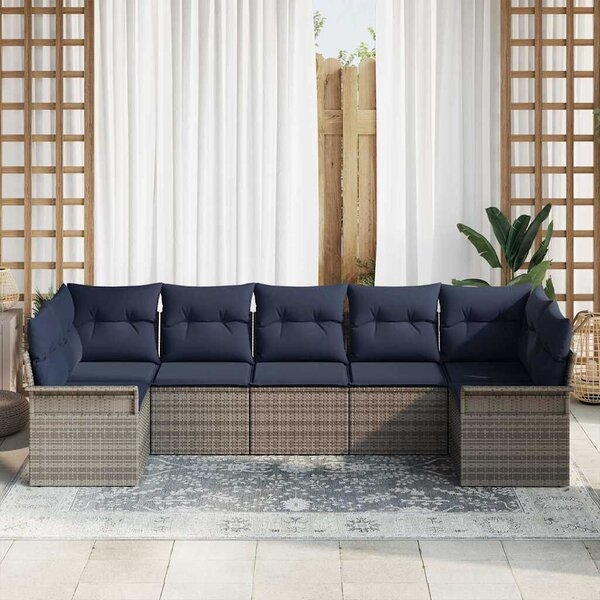 VidaXL Kerti Kanapé Szett tárolóval 7 pcs Szürke Poli rattan