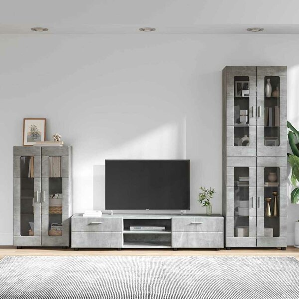 VidaXL TV szekrény garnitúra FLORIN 3 db Beton Szürke Szerelt Fa