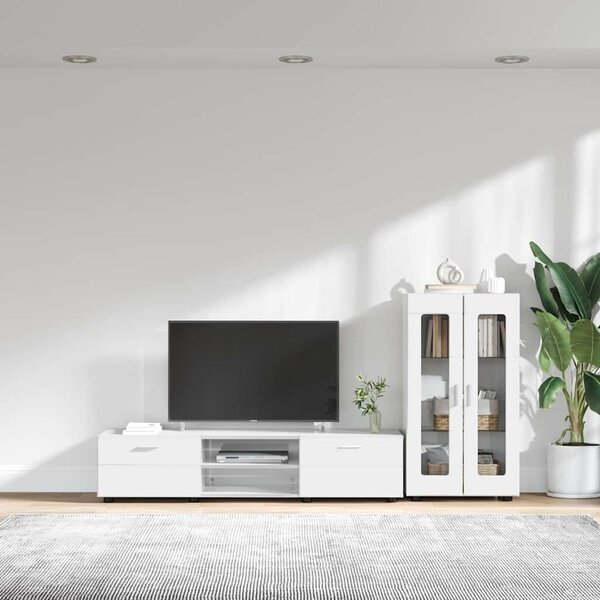 VidaXL TV szekrény garnitúra FLORIN 3 db Magas Fényű Fehér Szerelt Fa