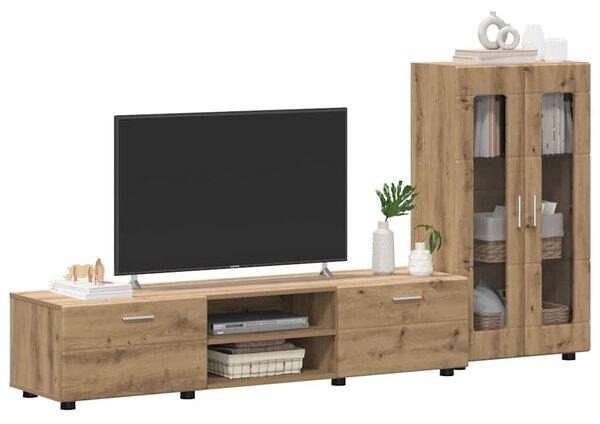 VidaXL TV szekrény garnitúra FLORIN 3 db Artisan tölgy Szerelt Fa