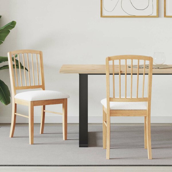 VidaXL Étkező Székek 2 pcs Természetes 50 x 52,5 x 91 cm Tömör Gumi Fa