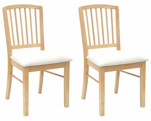 VidaXL Étkező Székek 2 pcs Természetes 50 x 52,5 x 91 cm Tömör Gumi Fa