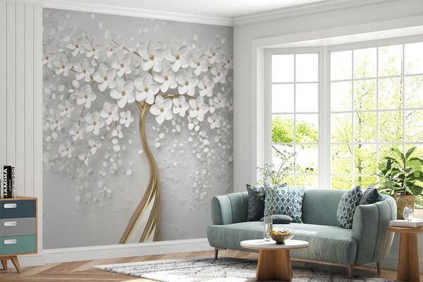 Fotótapéta Egy fa kis virágokkal, 3d fotótapéta, Fotótapéta 3d virágok, u37065d1 : Uwalls.hu