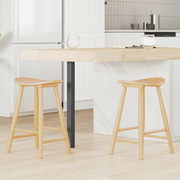 VidaXL Étkező Székek 2 pcs Természetes 46 x 37 x 63 cm Tömör Gumi Fa