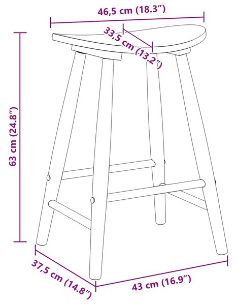 VidaXL Étkező Székek 2 pcs Fehér 46 x 37 x 63 cm Tömör Gumi Fa