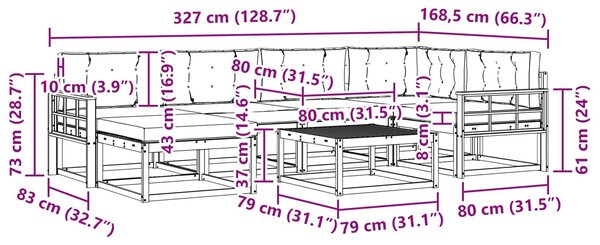 VidaXL Kültéri kanapé szett 7 pcs Fehér és Antracitszürke