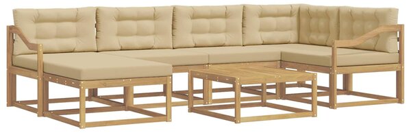 VidaXL Kültéri kanapé szett 7 pcs Fehér és Bézs