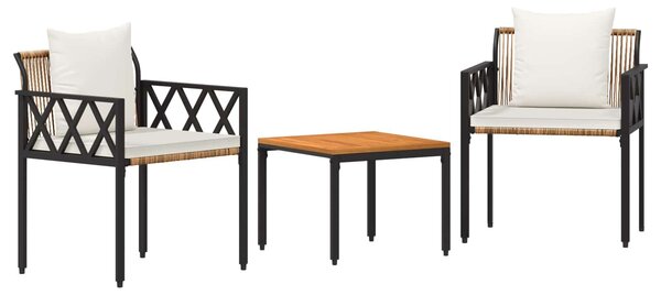 VidaXL Kültéri Bútor Szett 3 pcs Barna és Krémfehér polirattan