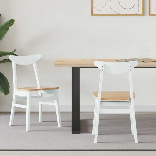 VidaXL Étkező Székek 2 pcs Fehér 42 x 47.5 x 81 cm Tömör Gumi Fa
