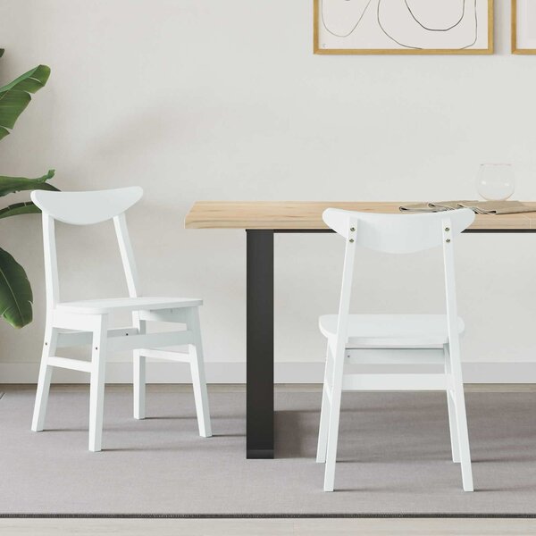 VidaXL Étkező Székek 2 pcs Fehér 42 x 47.5 x 81 cm Tömör Gumi Fa