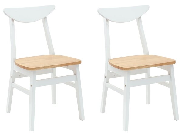 VidaXL Étkező Székek 2 pcs Fehér 42 x 47.5 x 81 cm Tömör Gumi Fa