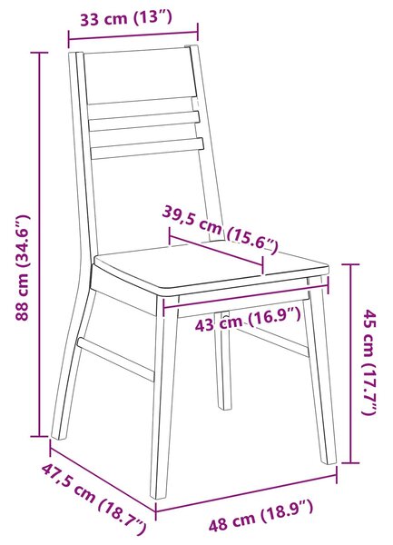 VidaXL Étkező Székek 2 pcs Fehér 43 x 54 x 89 cm Tömör Gumi Fa