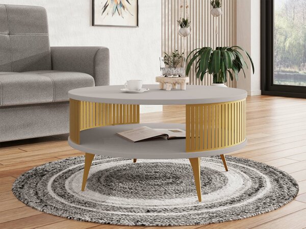 Dohányzóasztal Vitum I, Fém, Laminált forgácslap, 44cm, Aranysárga, Kasmír