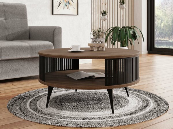 Dohányzóasztal Vitum, Fém, Laminált forgácslap, 44cm, Fekete, Dió