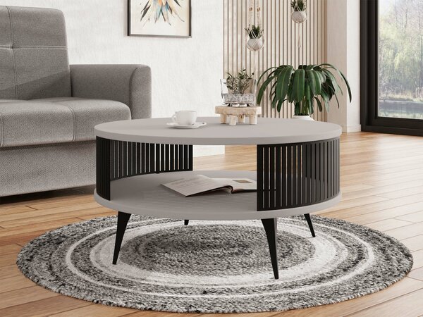 Dohányzóasztal Vitum, Fém, Laminált forgácslap, 44cm, Kasmír, Fekete