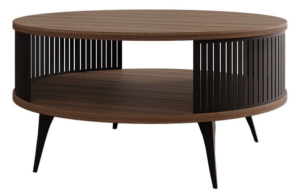 Dohányzóasztal Vitum, Fém, Laminált forgácslap, 44cm, Fekete, Dió