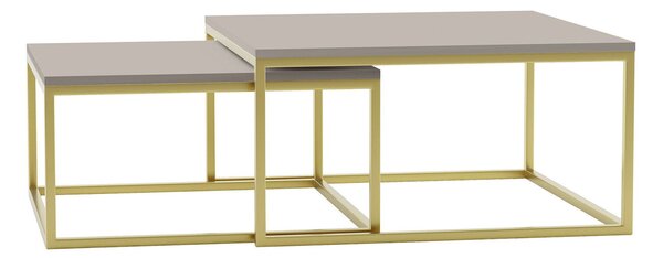 Dohányzóasztal szett Oswego 102, Fém, 39x76cm, Aranysárga, Kasmír