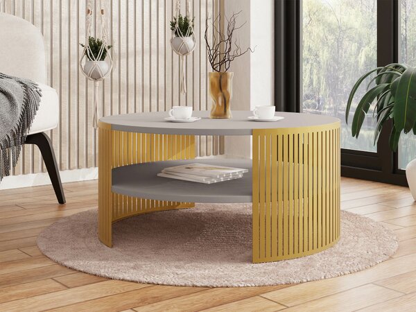 Dohányzóasztal Civer I, Fém, Laminált forgácslap, 40cm, Aranysárga, Kasmír