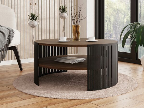 Dohányzóasztal Civer, Fém, Laminált forgácslap, 40cm, Fekete, Dió