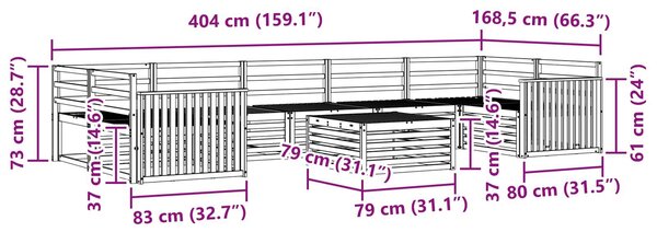 VidaXL Kültéri kanapé szett 8 db Fehér és Krém színű Tömör Akácfa