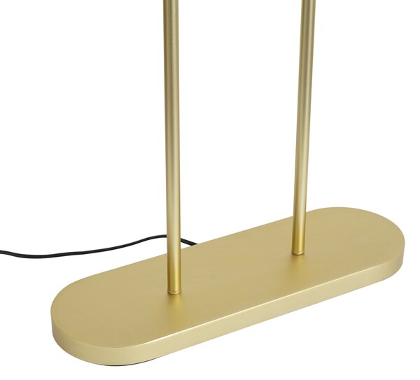 Sárgaréz állólámpa ovális, levélmintás búrával és arany belsővel 50cm - Thijmen