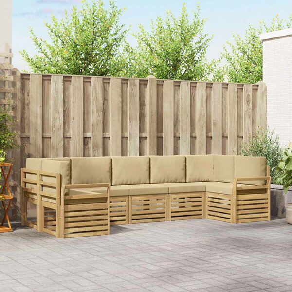 VidaXL Kültéri kanapé szett 7 pcs Fehér és Bézs 304 x 130,5 x 73 cm