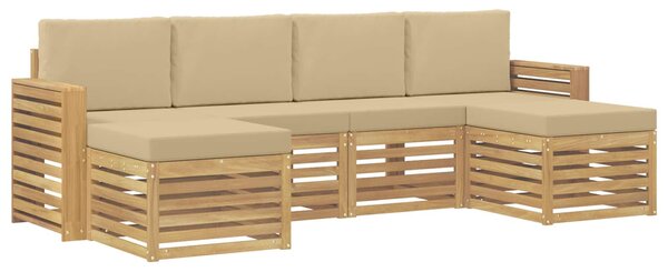 VidaXL Kültéri kanapé szett 6 pcs Fehér és Bézs 257 x 122,5 x 73 cm