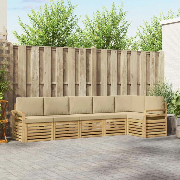 VidaXL Kültéri kanapé szett 6 pcs Fehér és Bézs 308 x 130,5 x 73 cm