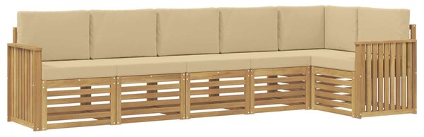VidaXL Kültéri kanapé szett 6 pcs Fehér és Bézs 306 x 128,5 x 73 cm