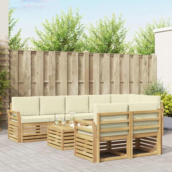 VidaXL Kültéri kanapé szett 9 pcs Fehér és Krém színű 59 x 59 x 37 cm