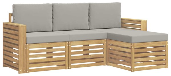 VidaXL Kültéri kanapé szett 4 pcs Fehér és Világosszürke