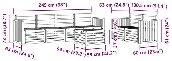 VidaXL Kültéri kanapé szett 7 pcs Természetes Tömör Akácfa