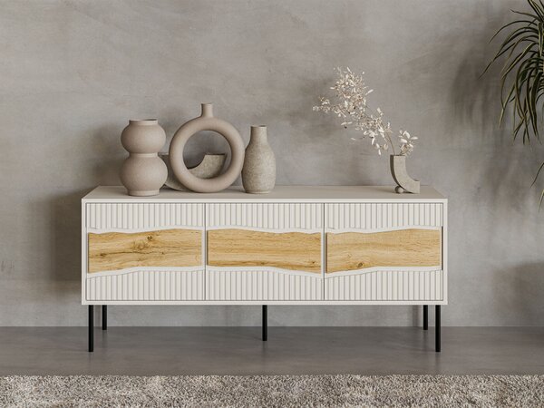 TV-állvány Monevare 103, Közepes sűrűségű farostlemez, Laminált forgácslap, 62x144x40cm, Wotan tölgy, Kasmír