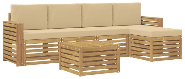 VidaXL Kültéri kanapé szett 6 pcs Fehér és Bézs 59 x 59 x 37 cm